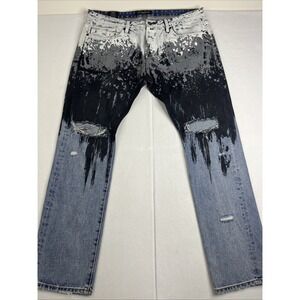 Cult of Individuality Men's Jeans 40 X 34 Paint Button Fly Greaser Straight